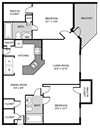 2BR 2BA 1124sf